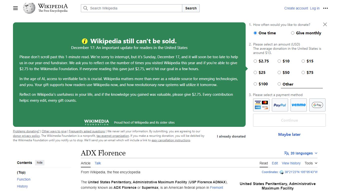 ADX Florence - Wikipedia